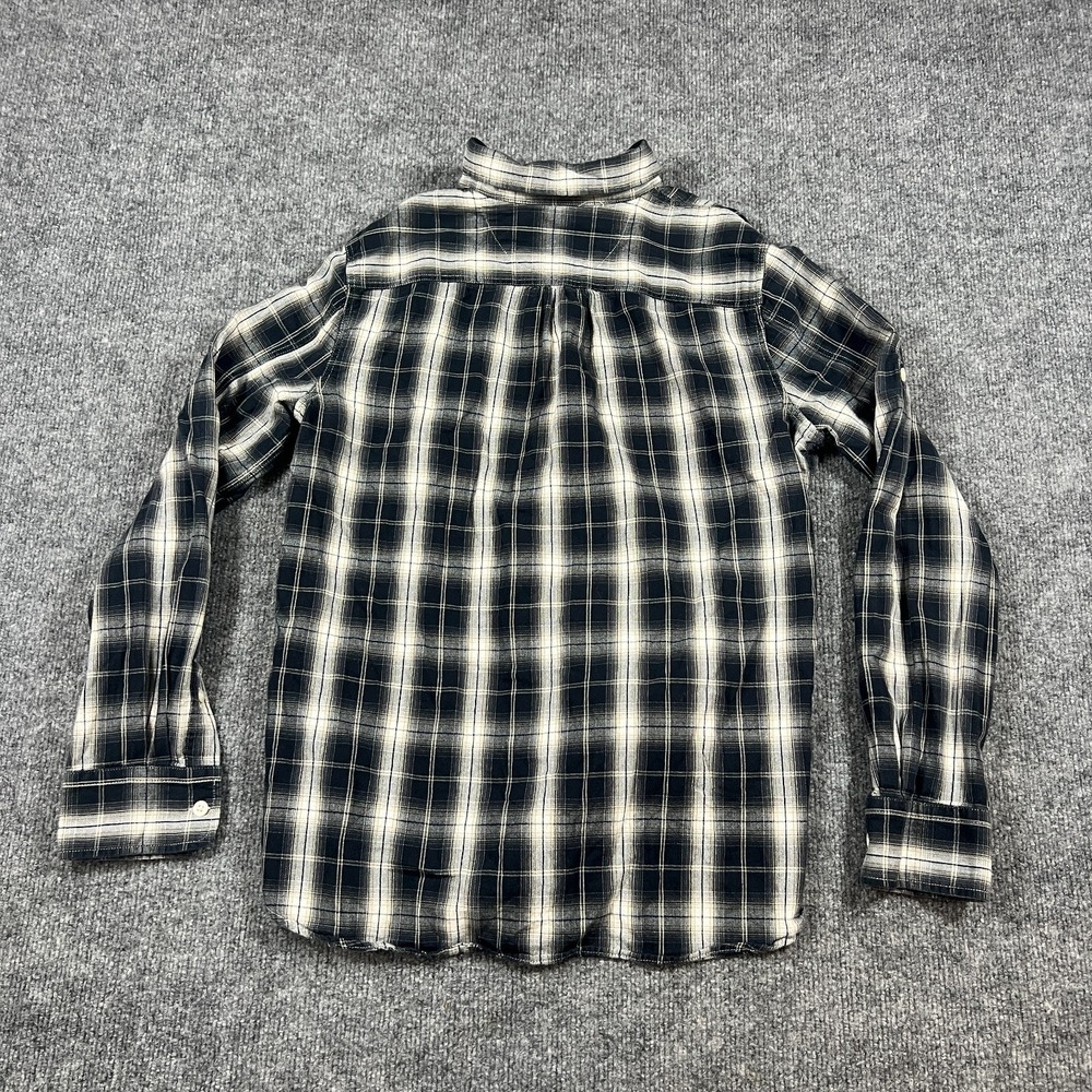 Ralph Lauren Flannel Shirt Women Medium Black White Plaid Cotton Roll Tab Sleeve - Picture 2 of 12